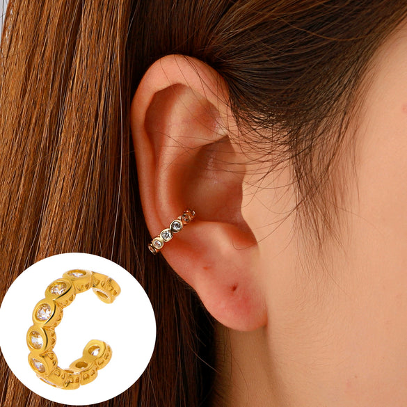 Minimalist Geometric Clipon Earrings Copper Metal Bee Snakeshaped Ear Cuffs Diamond Design