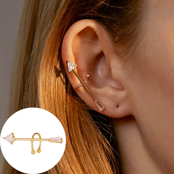 Minimalist Geometric Clipon Earrings Copper Metal Bee Snakeshaped Ear Cuffs Diamond Design