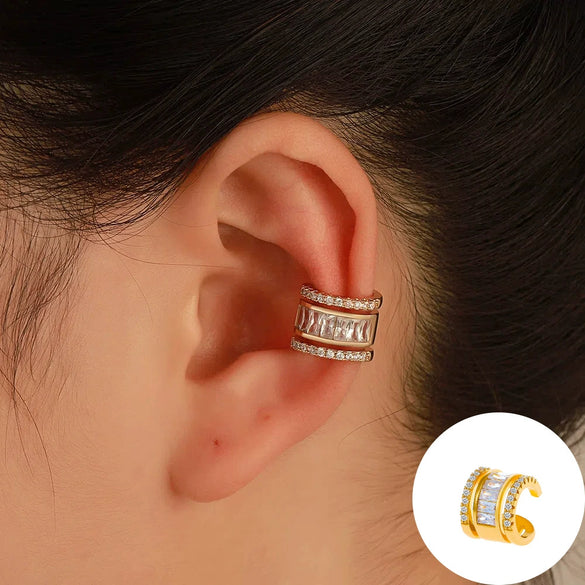 Minimalist Geometric Clipon Earrings Copper Metal Bee Snakeshaped Ear Cuffs Diamond Design