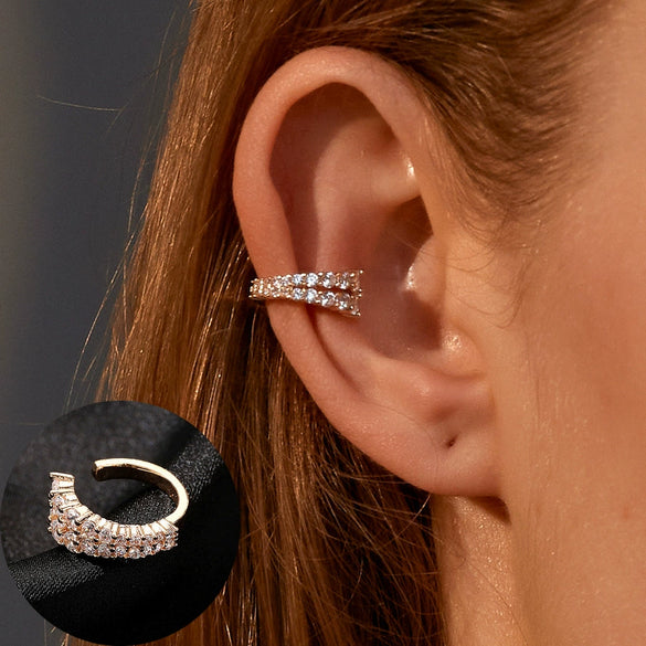Minimalist Geometric Clipon Earrings Copper Metal Bee Snakeshaped Ear Cuffs Diamond Design