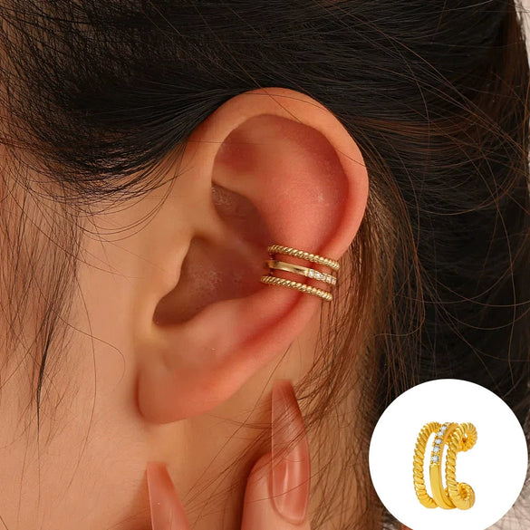 Minimalist Geometric Clipon Earrings Copper Metal Bee Snakeshaped Ear Cuffs Diamond Design