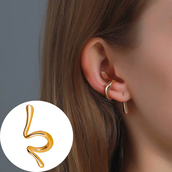 Minimalist Geometric Clipon Earrings Copper Metal Bee Snakeshaped Ear Cuffs Diamond Design