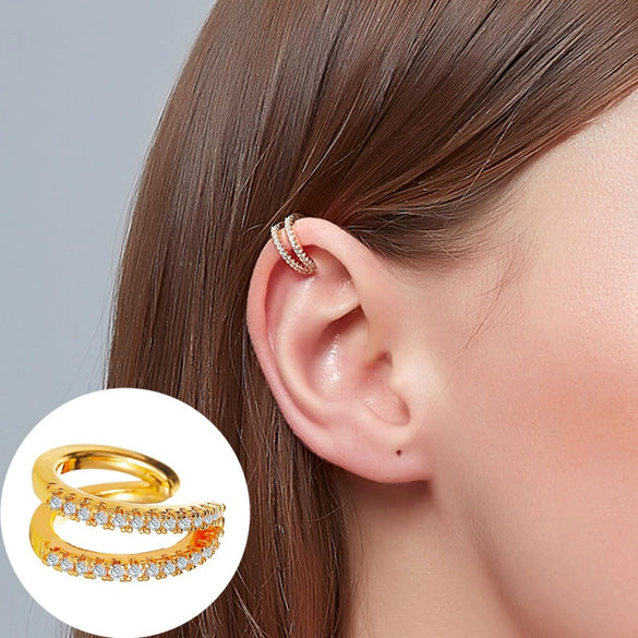 Minimalist Geometric Clipon Earrings Copper Metal Bee Snakeshaped Ear Cuffs Diamond Design