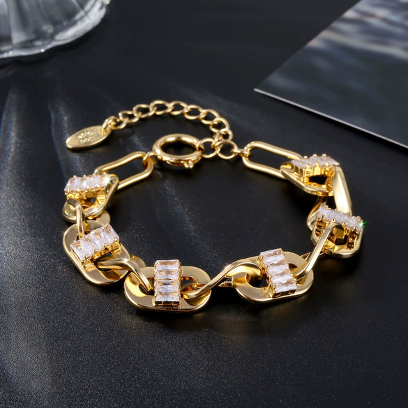 Minimalist Geometric Copper Bracelet With Acetate Patchwork Design And Micro Inlay Light Luxury Unisex Jewelry