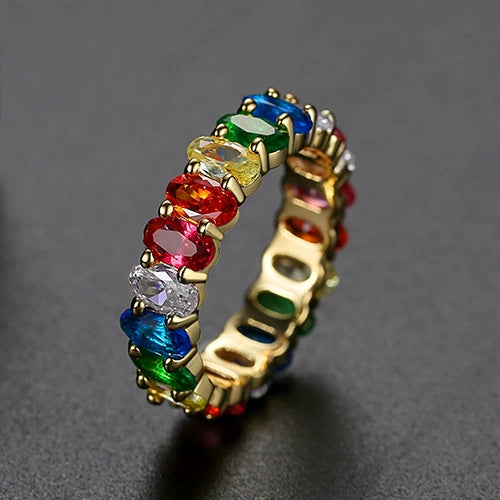 Minimalist Geometric Copper Electroplated Zircon Inlaid Women's Ring Wholesale Gift