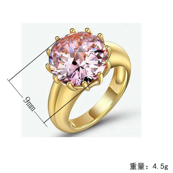 Minimalist Geometric Copper Ring With Pink Zircon And Electroplated Finish For Wedding Or Engagement Jewelry