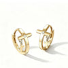 Minimalist Geometric Cross Shaped Rhinestone Ear Cuffs And Small Hoop Earrings For Women Copper Electroplated Fashion Jewelry