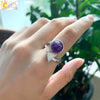 Minimalist Geometric Crystal Ring Adjustable Open Band Fashion Micro Inlaid Exquisite Unisex Jewelry