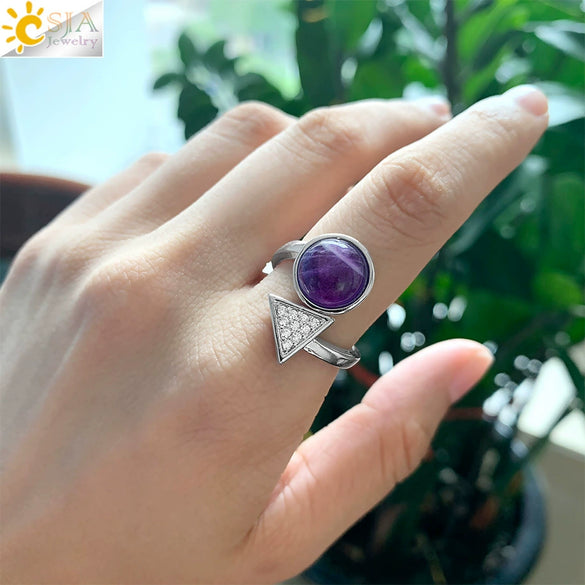 Minimalist Geometric Crystal Ring Adjustable Open Band Fashion Micro Inlaid Exquisite Unisex Jewelry