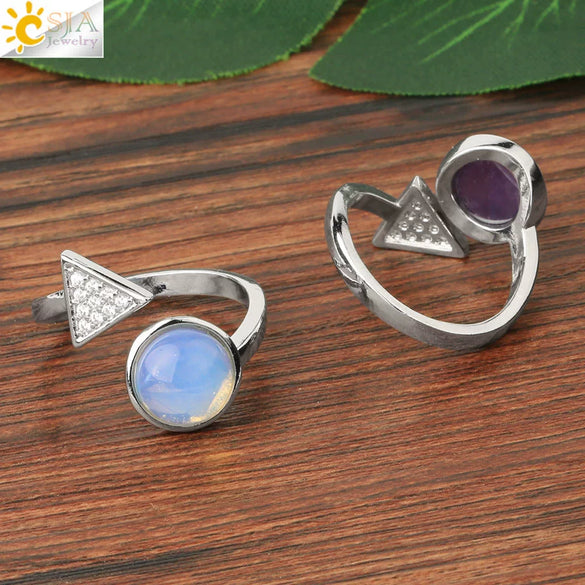 Minimalist Geometric Crystal Ring Adjustable Open Band Fashion Micro Inlaid Exquisite Unisex Jewelry