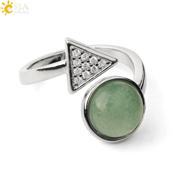 Minimalist Geometric Crystal Ring Adjustable Open Band Fashion Micro Inlaid Exquisite Unisex Jewelry
