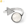 Minimalist Geometric Crystal Ring Adjustable Open Band Fashion Micro Inlaid Exquisite Unisex Jewelry