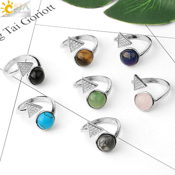 Minimalist Geometric Crystal Ring Adjustable Open Band Fashion Micro Inlaid Exquisite Unisex Jewelry