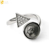 Minimalist Geometric Crystal Ring Adjustable Open Band Fashion Micro Inlaid Exquisite Unisex Jewelry
