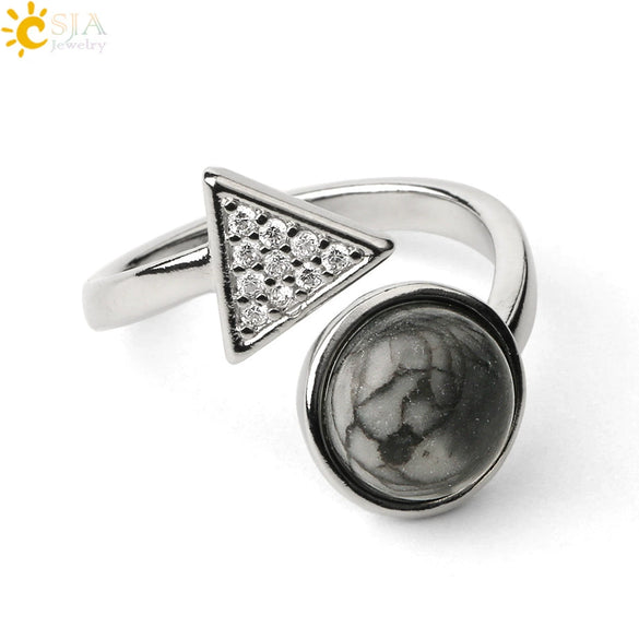 Minimalist Geometric Crystal Ring Adjustable Open Band Fashion Micro Inlaid Exquisite Unisex Jewelry