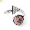 Minimalist Geometric Crystal Ring Adjustable Open Band Fashion Micro Inlaid Exquisite Unisex Jewelry