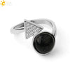 Minimalist Geometric Crystal Ring Adjustable Open Band Fashion Micro Inlaid Exquisite Unisex Jewelry