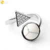 Minimalist Geometric Crystal Ring Adjustable Open Band Fashion Micro Inlaid Exquisite Unisex Jewelry