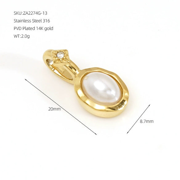 Minimalist Geometric December Birthstone Rhinestone Pendant In 316 Stainless Steel With Colorful Pearl Detail And Electroplated Finish