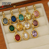 Minimalist Geometric December Birthstone Rhinestone Pendant In 316 Stainless Steel With Colorful Pearl Detail And Electroplated Finish