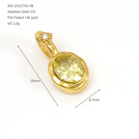 Minimalist Geometric December Birthstone Rhinestone Pendant In 316 Stainless Steel With Colorful Pearl Detail And Electroplated Finish