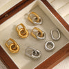Minimalist Geometric Doublering Stainless Steel Earrings For Women With Pvd Furnace Vacuum Real Gold Plating