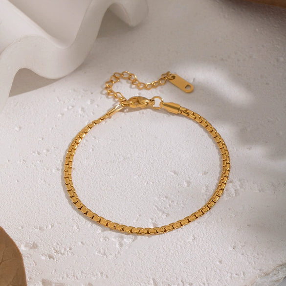 Minimalist Geometric Electroplated Stainless Steel Chain Necklace And Bracelet Set For Unisex