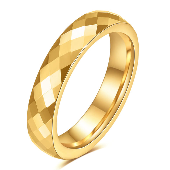 Minimalist Geometric Faceted Rhombus Tungsten Steel Ring With Electroplated Finish For Unisex Couple Style Wholesale
