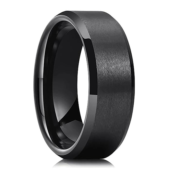 Minimalist Geometric Frosted Tungsten Steel Couple Rings With Double Beveled Edges And Electroplated Finish For Unisex Jewelry