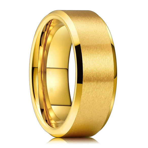 Minimalist Geometric Frosted Tungsten Steel Couple Rings With Double Beveled Edges And Electroplated Finish For Unisex Jewelry
