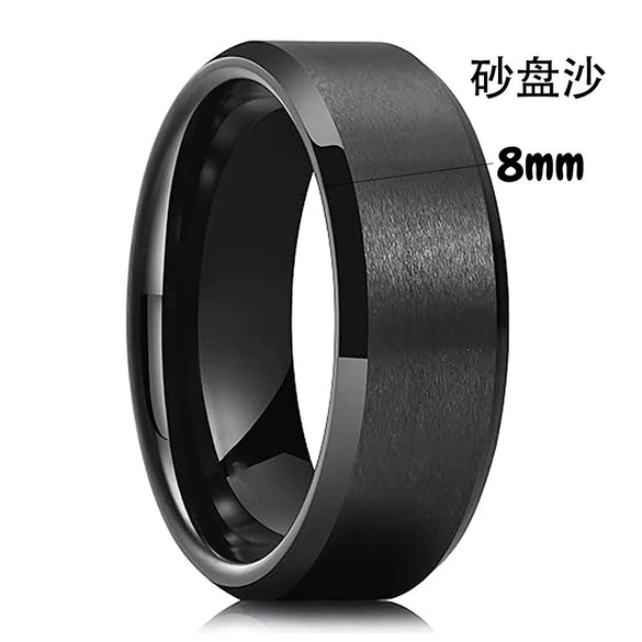 Minimalist Geometric Frosted Tungsten Steel Couple Rings With Double Beveled Edges And Electroplated Finish For Unisex Jewelry