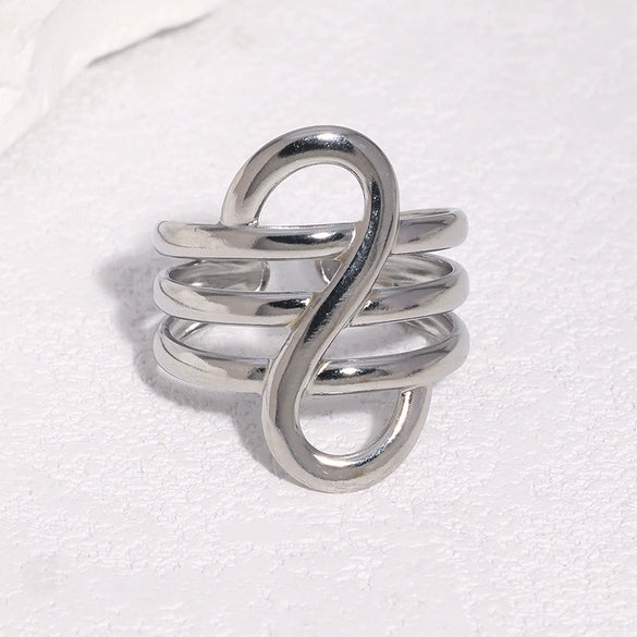 Minimalist Geometric Gold Electroplated Stainless Steel Non Fading Open Ring For Women