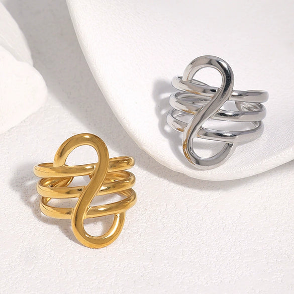 Minimalist Geometric Gold Electroplated Stainless Steel Non Fading Open Ring For Women