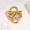 Minimalist Geometric Gold Electroplated Stainless Steel Non Fading Open Ring For Women