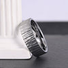 Minimalist Geometric Hammered Flat Band Ring In Naturaltone Electroplated Tungsten Steel For Men And Women