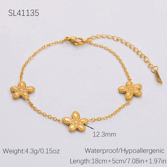 Minimalist Geometric Heartshaped Stainless Steel 18K Goldplated Bracelet Jewelry For Women