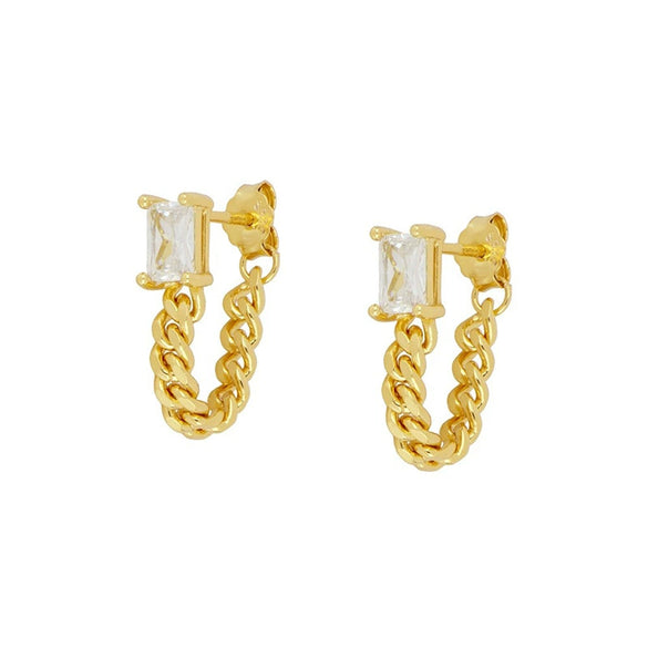 Minimalist Geometric Inlaid Zircon Women's Earrings