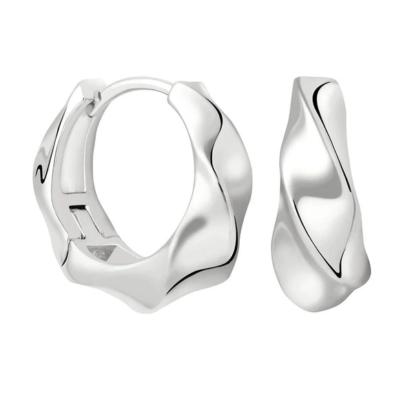 Minimalist Geometric Irregular Concave Convex Ear Cuff Earrings With Silver Needle And Copper Textured Round Electroplated Design