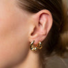 Minimalist Geometric Irregular Concave Convex Ear Cuff Earrings With Silver Needle And Copper Textured Round Electroplated Design