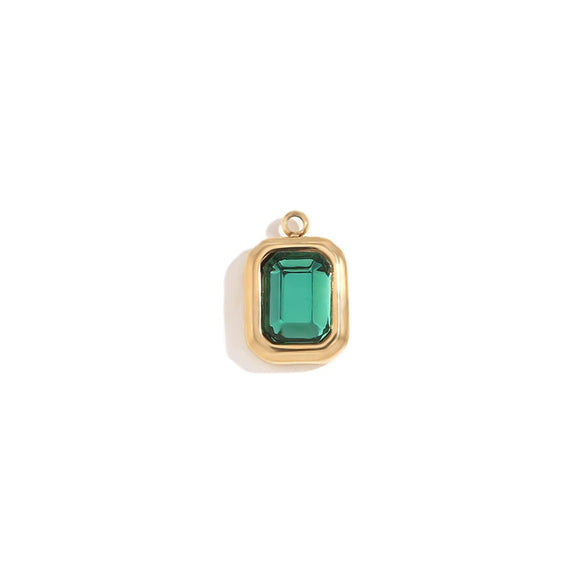 Minimalist Geometric Jewelry Accessories Stainless Steel 18K Gold Plated Square Glass Pendant For Women