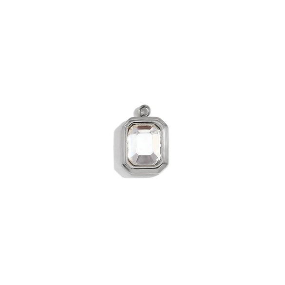 Minimalist Geometric Jewelry Accessories Stainless Steel 18K Gold Plated Square Glass Pendant For Women