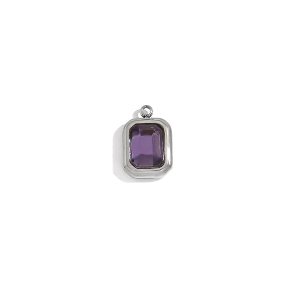 Minimalist Geometric Jewelry Accessories Stainless Steel 18K Gold Plated Square Glass Pendant For Women