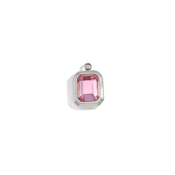 Minimalist Geometric Jewelry Accessories Stainless Steel 18K Gold Plated Square Glass Pendant For Women