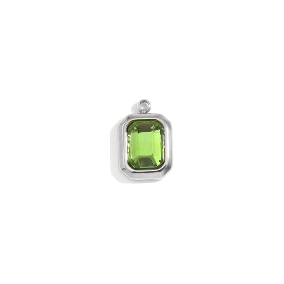 Minimalist Geometric Jewelry Accessories Stainless Steel 18K Gold Plated Square Glass Pendant For Women