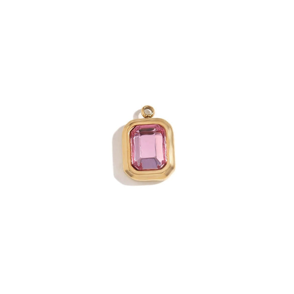 Minimalist Geometric Jewelry Accessories Stainless Steel 18K Gold Plated Square Glass Pendant For Women