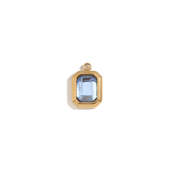 Minimalist Geometric Jewelry Accessories Stainless Steel 18K Gold Plated Square Glass Pendant For Women