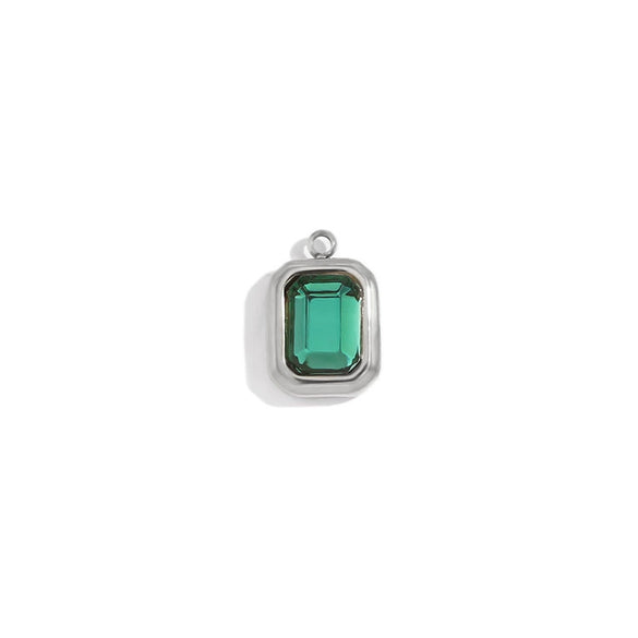 Minimalist Geometric Jewelry Accessories Stainless Steel 18K Gold Plated Square Glass Pendant For Women