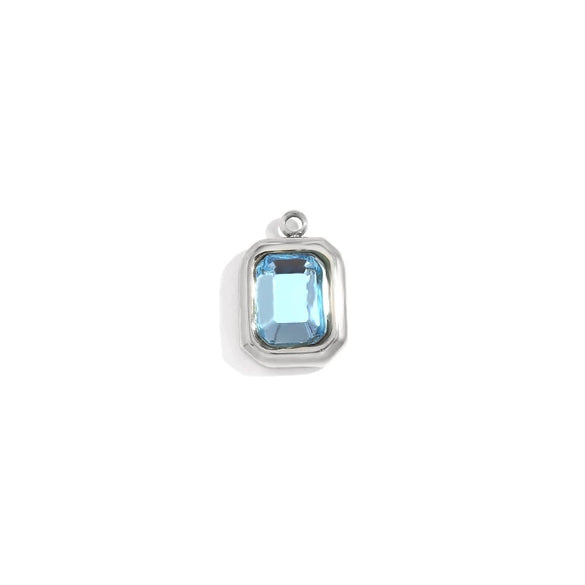 Minimalist Geometric Jewelry Accessories Stainless Steel 18K Gold Plated Square Glass Pendant For Women