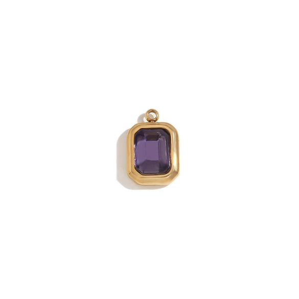 Minimalist Geometric Jewelry Accessories Stainless Steel 18K Gold Plated Square Glass Pendant For Women