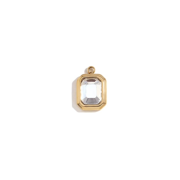Minimalist Geometric Jewelry Accessories Stainless Steel 18K Gold Plated Square Glass Pendant For Women